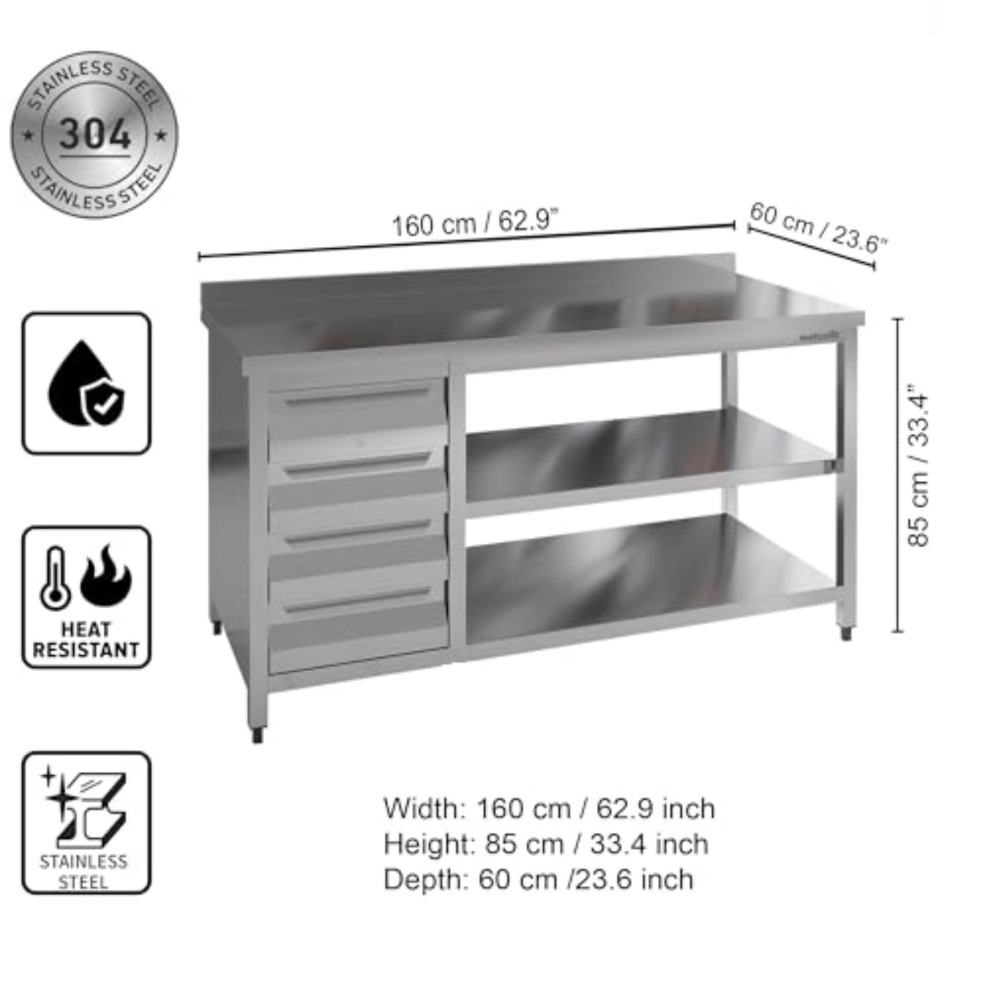 Amazon.com: Stepnext Stainless Steel Prep Table with Drawers